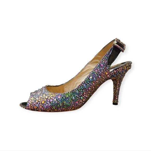 Manolo Blahnik Custom Rainbow Crystal Heels Size 37 - Picture 11 of 15